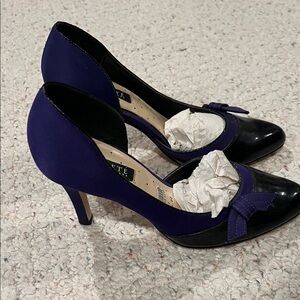 Elegant Two-Tone Purple and Black Women's Heels